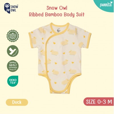 New !!  Snow owl Body Suit  คอลเล็กชั่น Sleeping is my thing เสื้อผ้าเด็ก ชุดเด็กแขน-ขาสั้น 0-3 M - Duck